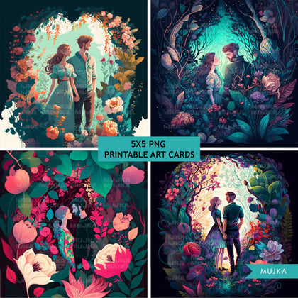 Love cards, printable romantic cards, floral prints, valentine printables, love wall art, Valentine clip art, valentines day gifts, floral