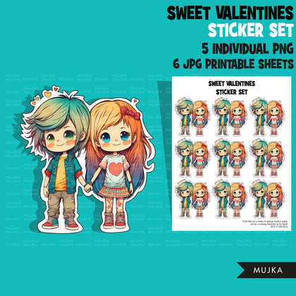Valentine's Day stickers, Cute kids stickers, couples png, valentine clipart, valentine, printable stickers, valentines day cute gifts