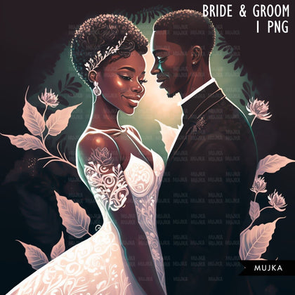 Black couple art, valentine sublimation designs, Black man & woman PNG, Bride and groom gifts, wedding invitation png, commercial use PNG