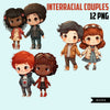 Interracial couple Bundle, valentine couples png, valentines png,  black girl, black boy, latina girl, indian girl, couple gifts, valentine png