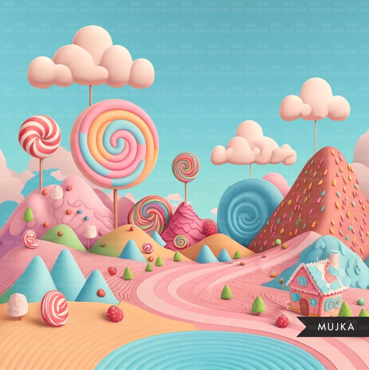 Cartoon Fantasy Sweet Candy Land Landscape Mobile Game Elements Background,  Location, Nature, Design Background Image And Wallpaper for Free Download