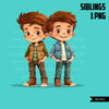 Siblings art, brothers png, friends png, family png, twin Boys clipart, valentine, twins png, twins clipart, cool kids, cute boys clipart