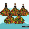 Black History png, African woman png, Black woman png, Kente dress png, ankara woman png, fashion clipart, black woman fashion doll designs