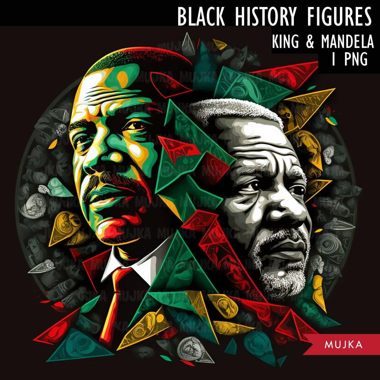 Black History PNG, MLK, Nelson Mandela posters, Black History Cards, printable Black History Art, Black History wall art, sublimation design