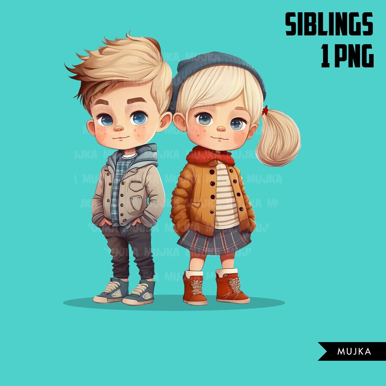 Siblings art, siblings png, friends png, family png, Boy and Girl clipart, valentine, twins png, twins clipart, blonde kids art, cool kids