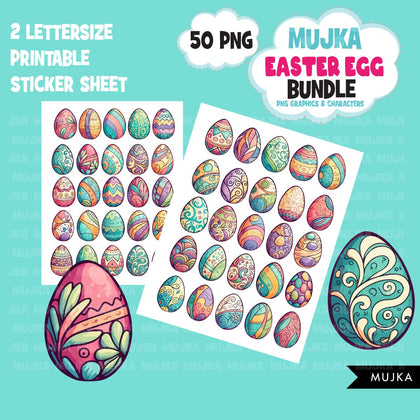 Easter Egg Bundle, Easter egg Clipart, watercolor Easter egg png, Easter printable stickers, Easter egg sublimation designs, hand drawn