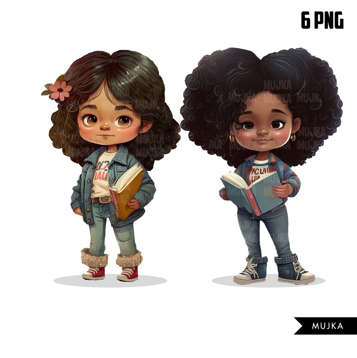student png, reading clipart, school girls graphics, sisters png, black girl reading, latina girl clipart, school clipart, bookworm png