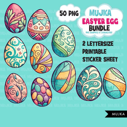 Easter Egg Bundle, Easter egg Clipart, watercolor Easter egg png, Easter printable stickers, Easter egg sublimation designs, hand drawn
