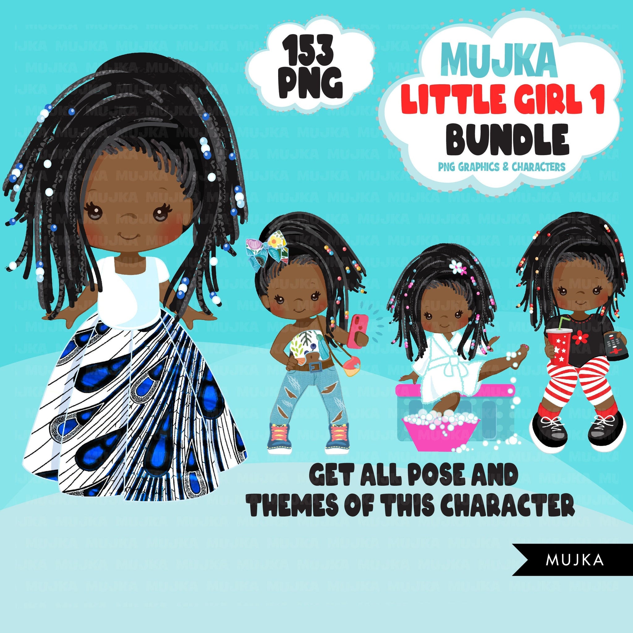 Afro Music Girl PNG (Only) – Handmade by Toya