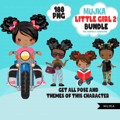Paquete png de chica negra, magia de chica negra, arte de chica negra afro puff, pegatinas digitales para niñas, lindo paquete de chicas negras, pegatinas de planificador
