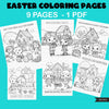 Páginas para colorir de Páscoa, atividades de Páscoa para crianças, páginas para colorir de primavera, livro para colorir de caça ao tesouro, páginas para colorir para impressão, folhas de PDF
