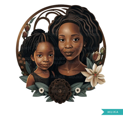 Mothers Day Png, Mother's Day art, Black Mother and daughter clipart, melanin png, mom sublimation designs, mom stickers, African American