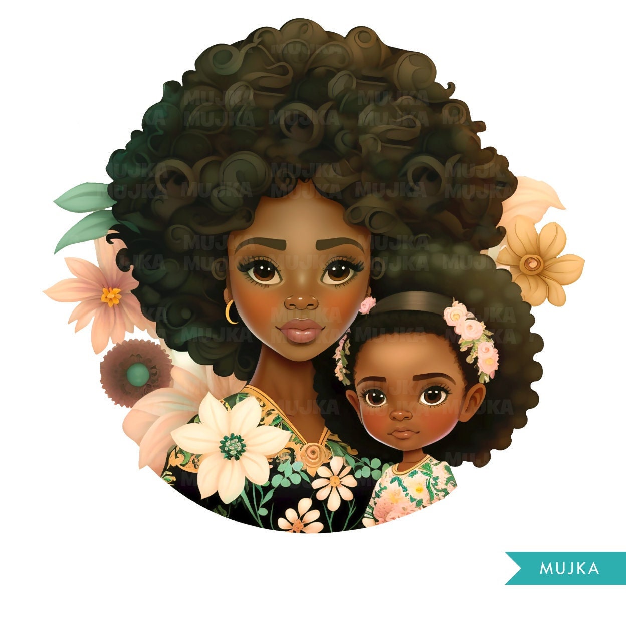 Día de las Madres Png, Arte del Día de la Madre, Imágenes Prediseñadas de madre e hija negras, png de melanina, diseños de sublimación de mamá, pegatinas de mamá, afroamericano