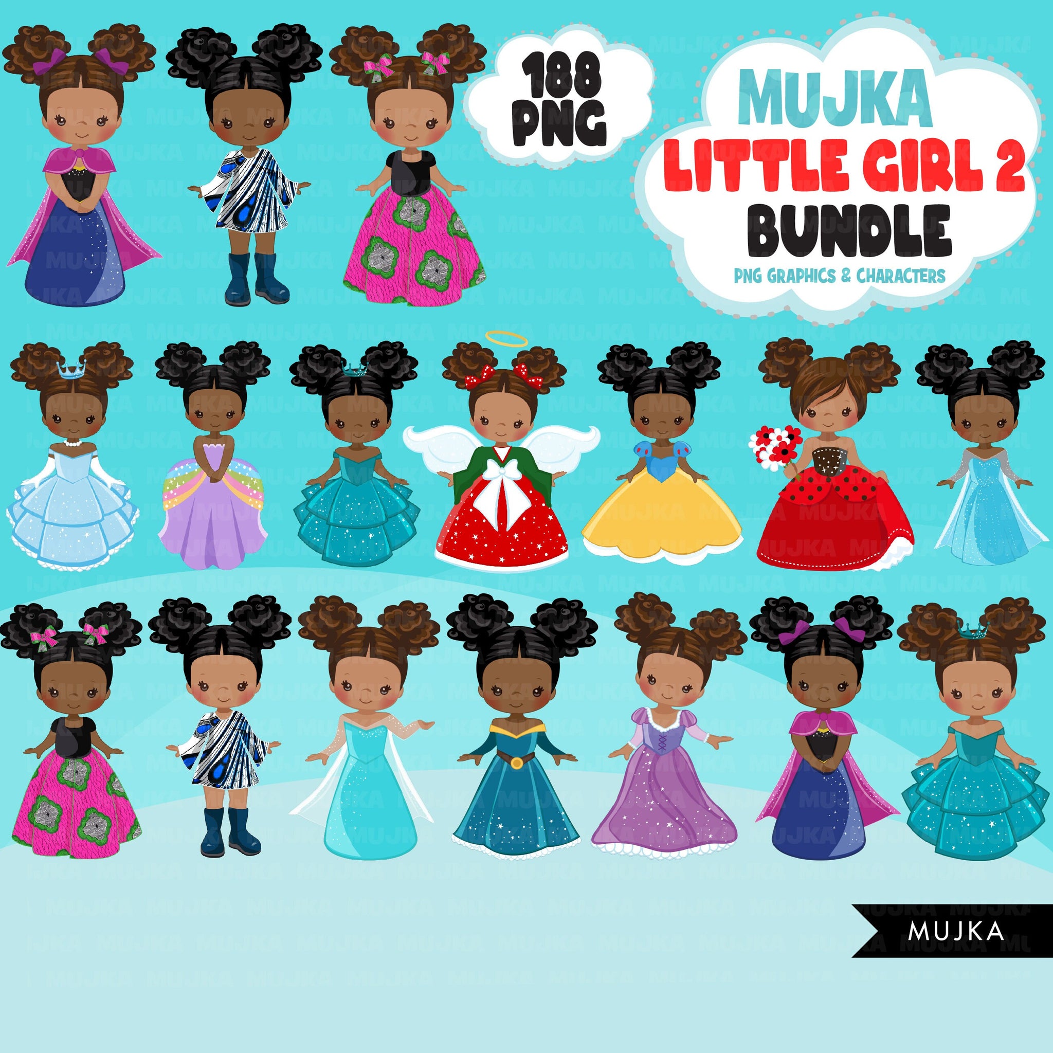 Black girl png Bundle, Black girl magic, afro puff black girl art, little girl digital stickers, cute black girl bundle, planner stickers