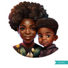 Día de las Madres Png, Arte del Día de la Madre, Imágenes Prediseñadas de madre e hijo negro, melanina png, diseños de sublimación de mamá, pegatinas de mamá, afroamericano