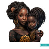 Dia das Mães Png, arte do Dia das Mães, clipart preto de mãe e filha, melanina png, designs de sublimação de mãe, adesivos de mãe, afro-americano