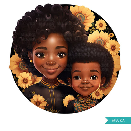Mothers Day Png, Mother's Day art, Black Mother and son clipart, melanin png, mom sublimation designs, mom stickers, African American