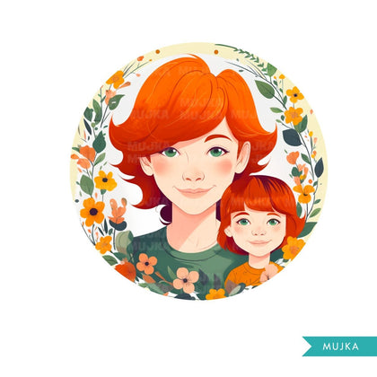Mothers Day Png, Cute Mother's Day art, Mother and son clipart, chibi png, mom sublimation design, planner stickers, Mommy and me Png