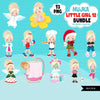 Cute girl png Bundle, blonde little girl art, little girl digital stickers, birthday graphics, cute girl bundle, planner stickers