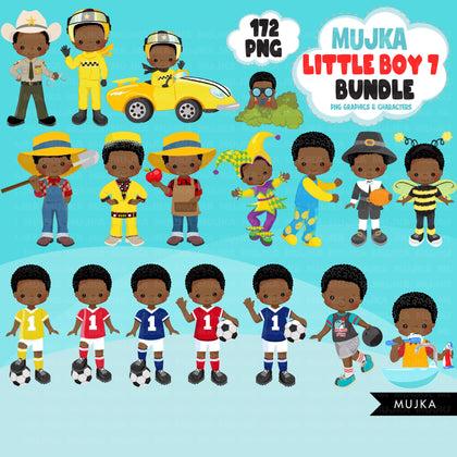 Black boy png Bundle, Black boy magic, black boy art, little boy digital stickers, cute black boy bundle, planner stickers, birthday boy