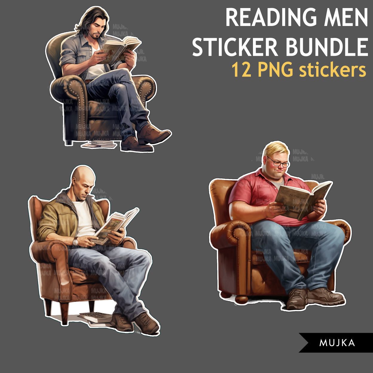 Fathers Day Bundle PNG, Bookworm png, Man digital Stickers, reading man clipart Bundle, sublimation designs, dad gifts, dad stickers