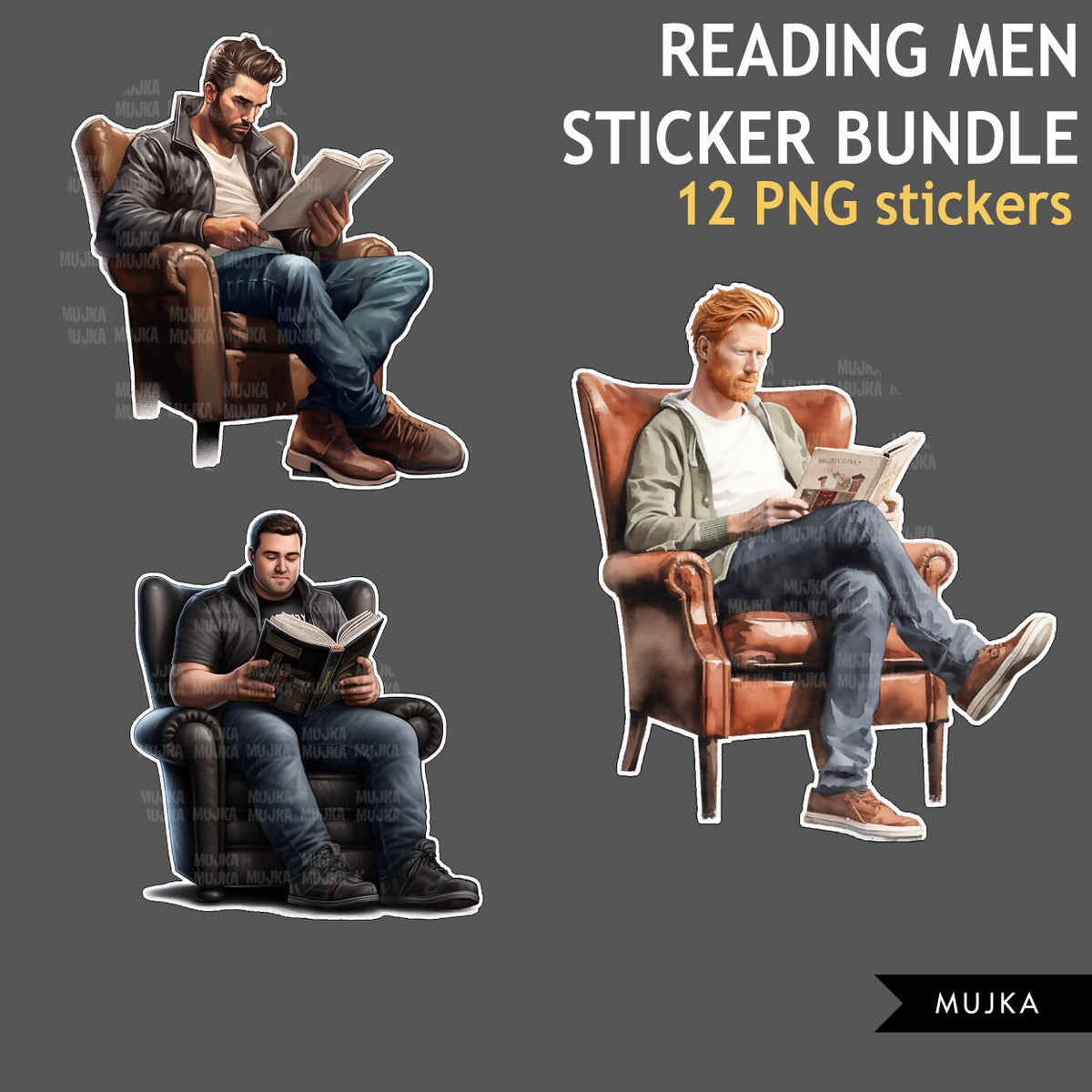 Fathers Day Bundle PNG, Bookworm png, Man digital Stickers, reading ma ...