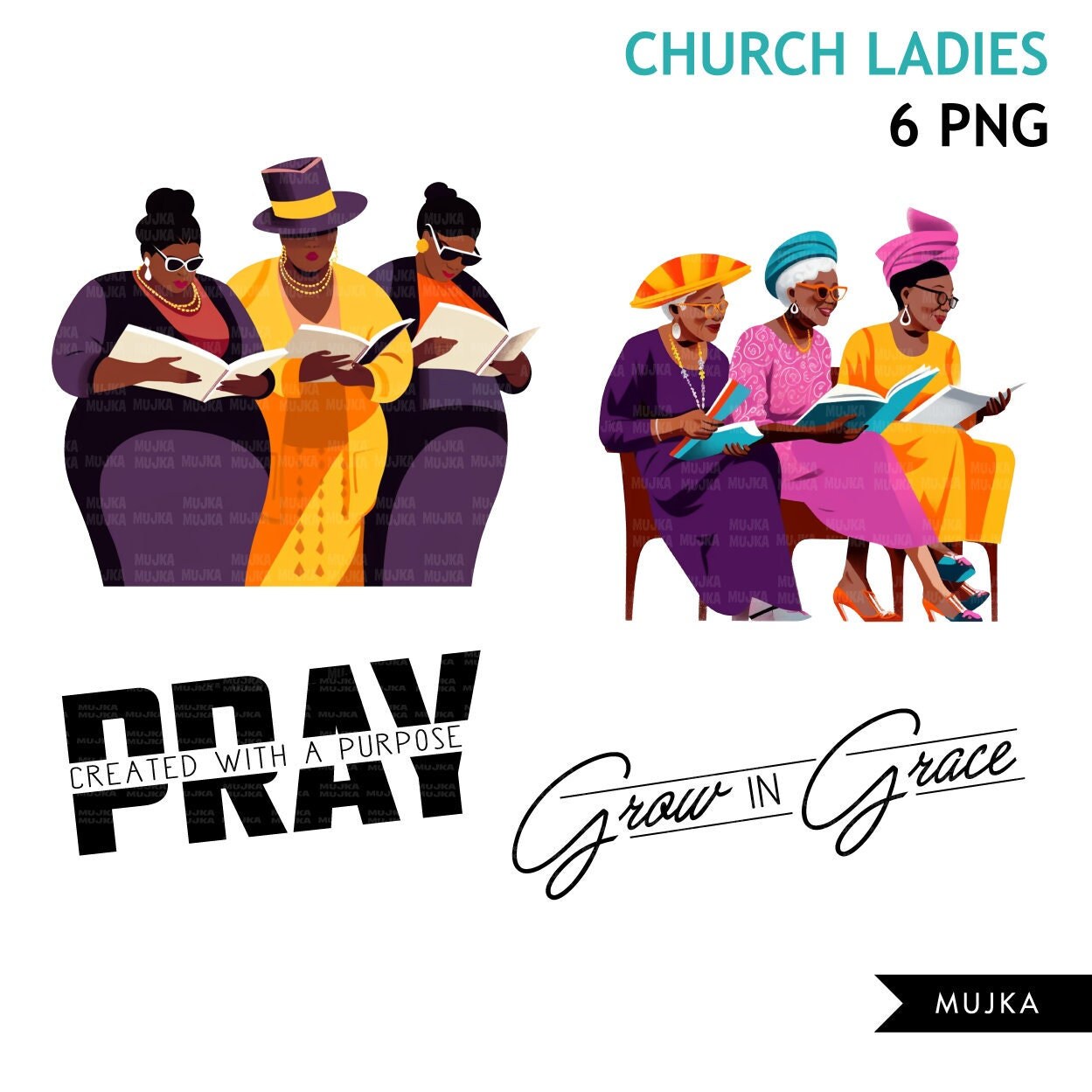 Praying Sisters PNG Clipart, Church Hat, Pray Png, Religious Black Women, Bible png designs, Bible journal, planner stickers, Bible vibes