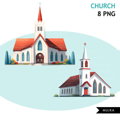 Church PNG Clipart, Christian churches, wedding clipart, Church Bundle, religious buildings, Faith Graphics, DIGITAL Planner Stickers, bible