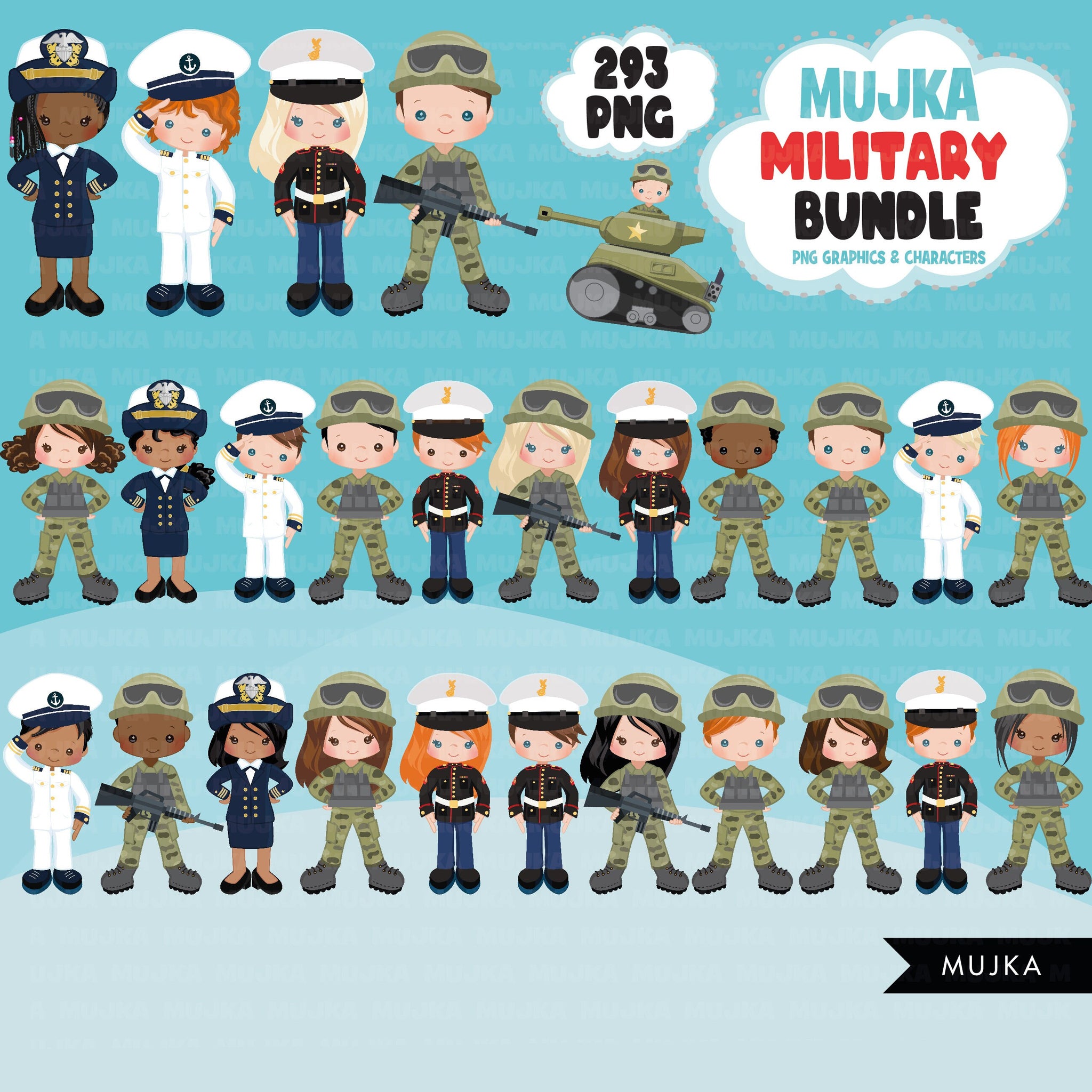 Military PNG Bundle, Soldier clipart, tank soldiers, marines, navy, military graphics, army designs, sublimation designs, digital stickers, boy and girl soldiers