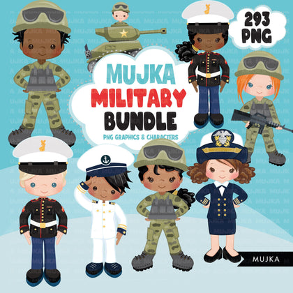 Military PNG Bundle, Soldier clipart, tank soldiers, marines, navy, military graphics, army designs, sublimation designs, digital stickers, boy and girl soldiers
