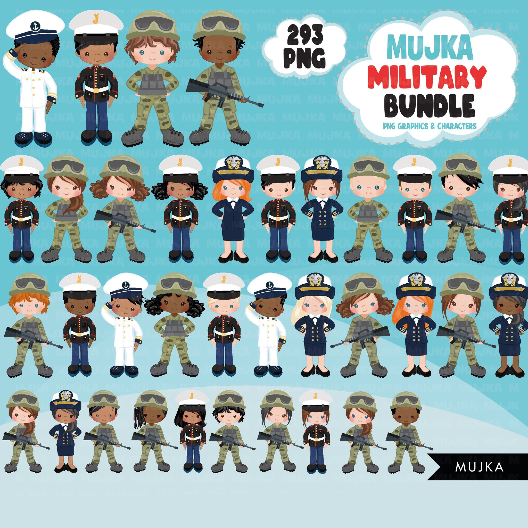 Military PNG Bundle, Soldier clipart, tank soldiers, marines, navy, military graphics, army designs, sublimation designs, digital stickers, boy and girl soldiers
