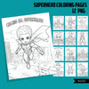 Superhero Coloring Pages, Printable coloring book for kids, Kids Coloring Book, Superhero birthday, instant download PNG black and white