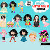 Cute girl png Bundle, black curly hair girl art, little girl digital stickers, birthday graphics, cute children bundle, planner stickers
