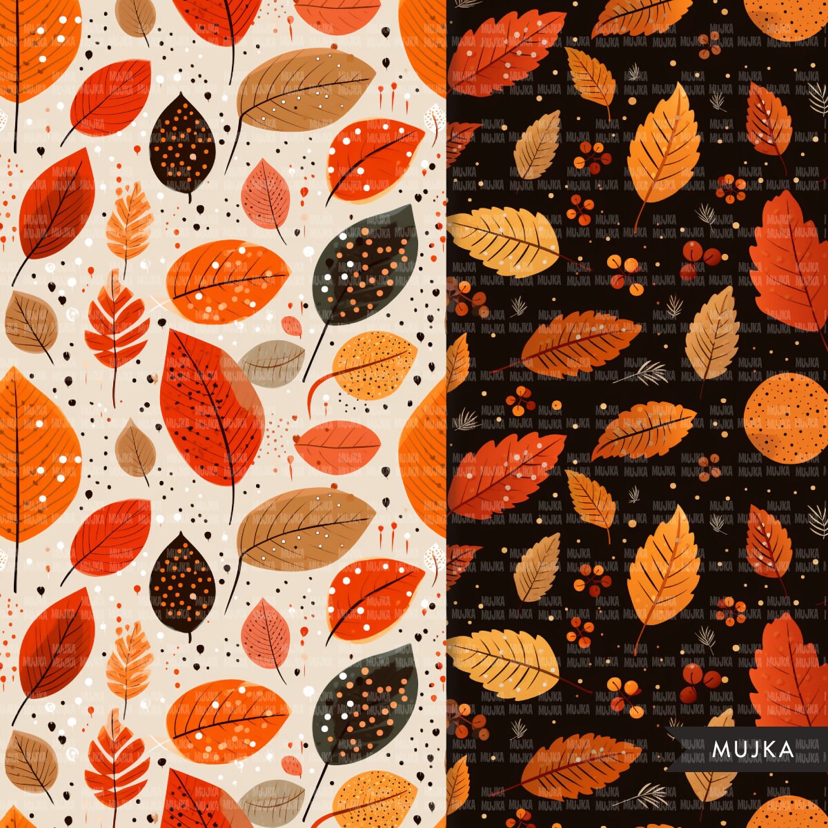 Fall leaves Digital papers, Autumn seamless patterns, leaves printable pattern, digital background, fall leaves png, fall background
