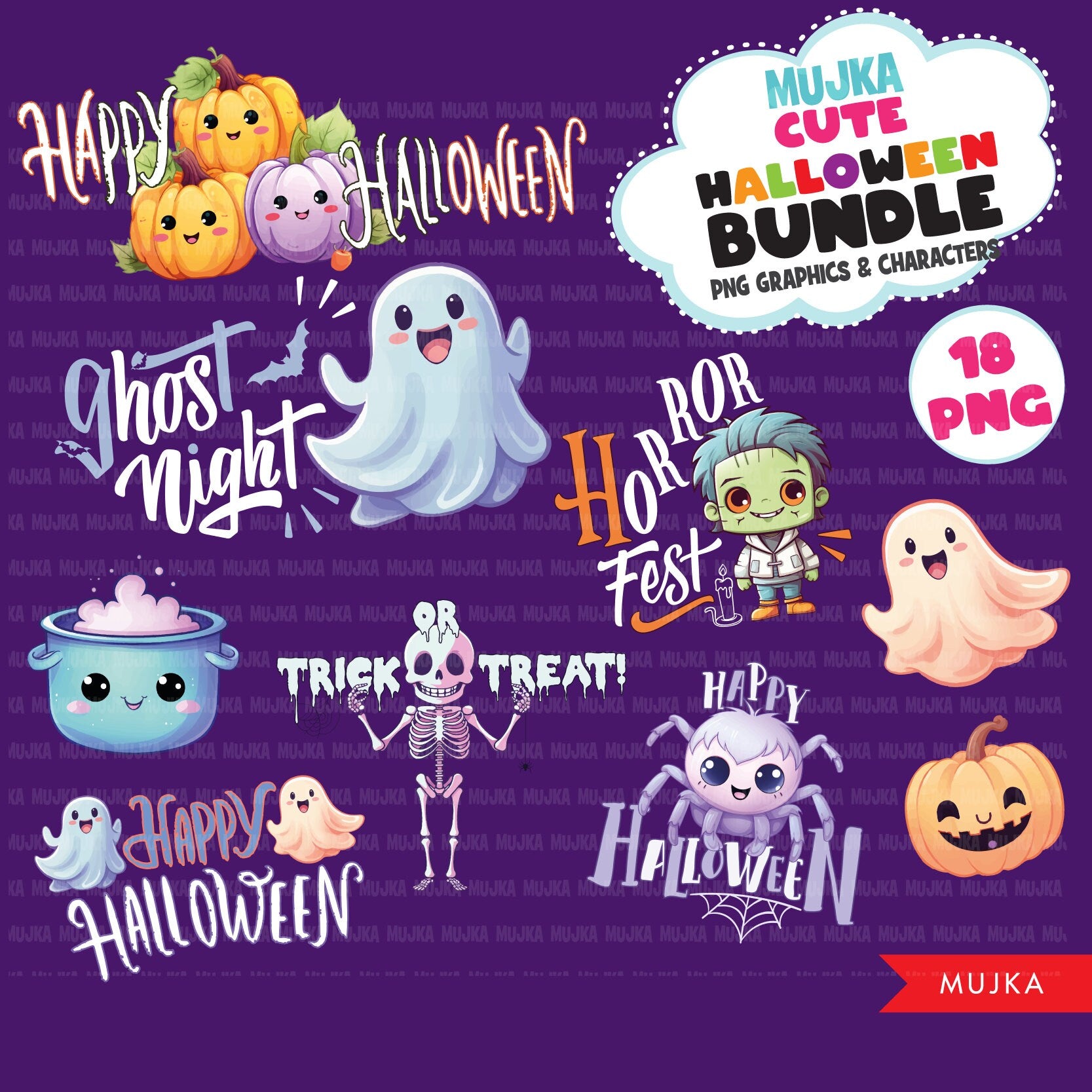 Cute Halloween PNG Bundle, Baby Halloween graphics, cute sublimation designs digital download, trick or treat clipart, cute skeleton png