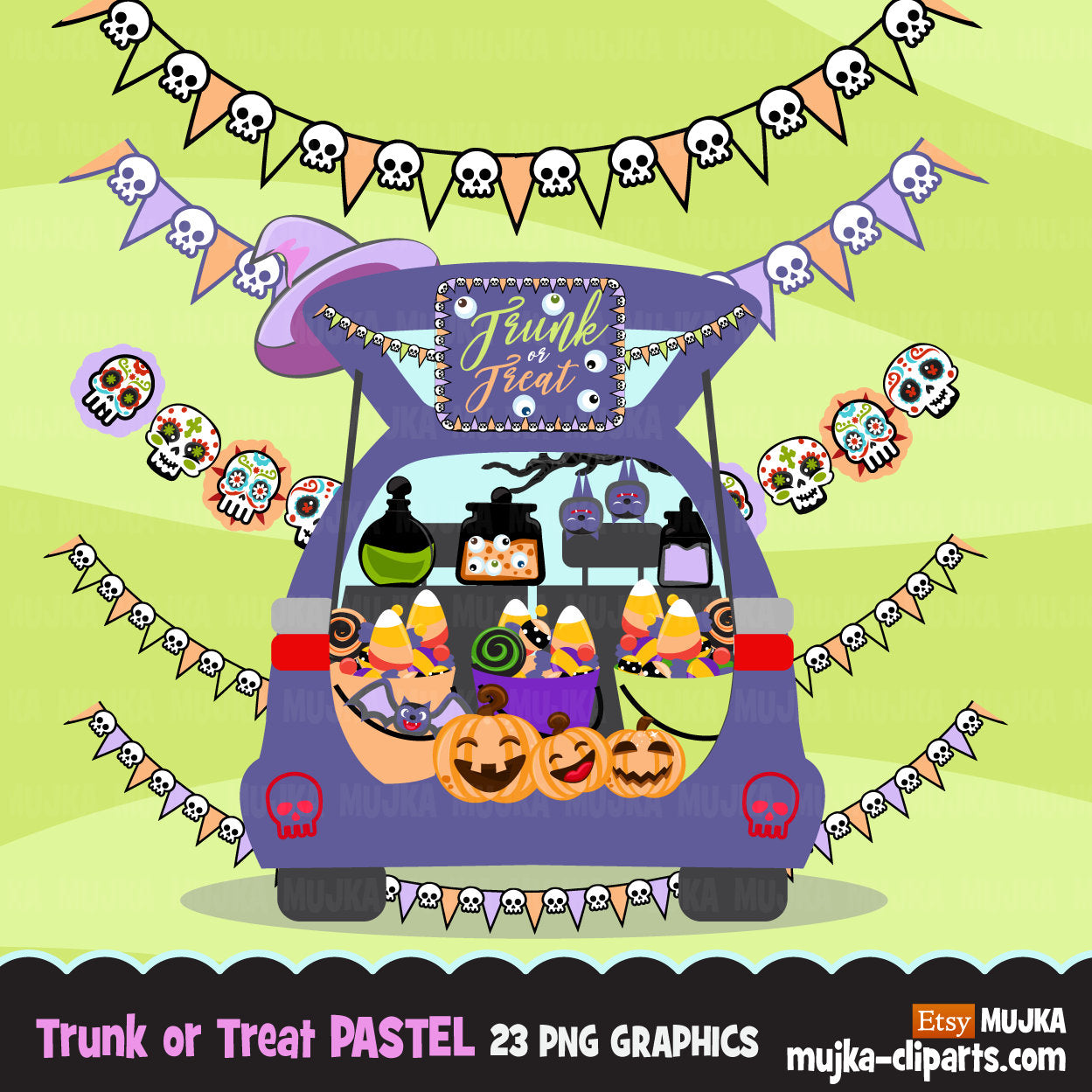 trunk or treat clipart black and white