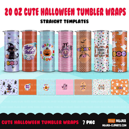 Halloween tumbler wrap, 20 oz tumbler designs png, sublimation tumbler templates, Cute Halloween tumblers, straight tumbler design bundle