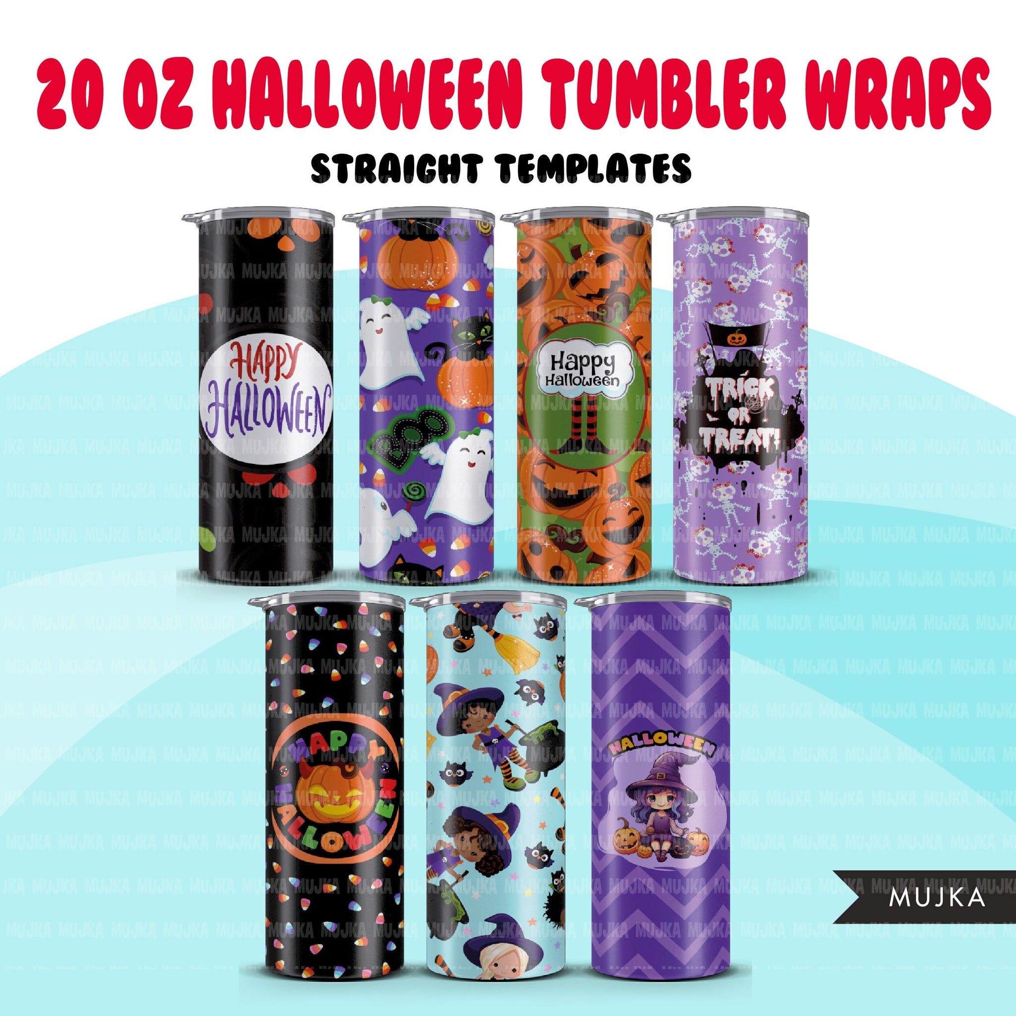 Halloween tumbler wrap, 20 oz tumbler designs png, sublimation tumbler templates, Cute Halloween tumblers, straight tumbler design bundle