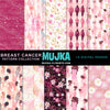 Papeles digitales sobre cáncer de mama, patrones de concientización sobre el cáncer de mama, papeles de sublimación, flores rosas, gráficos de cinta rosa, sublimación, mujeres