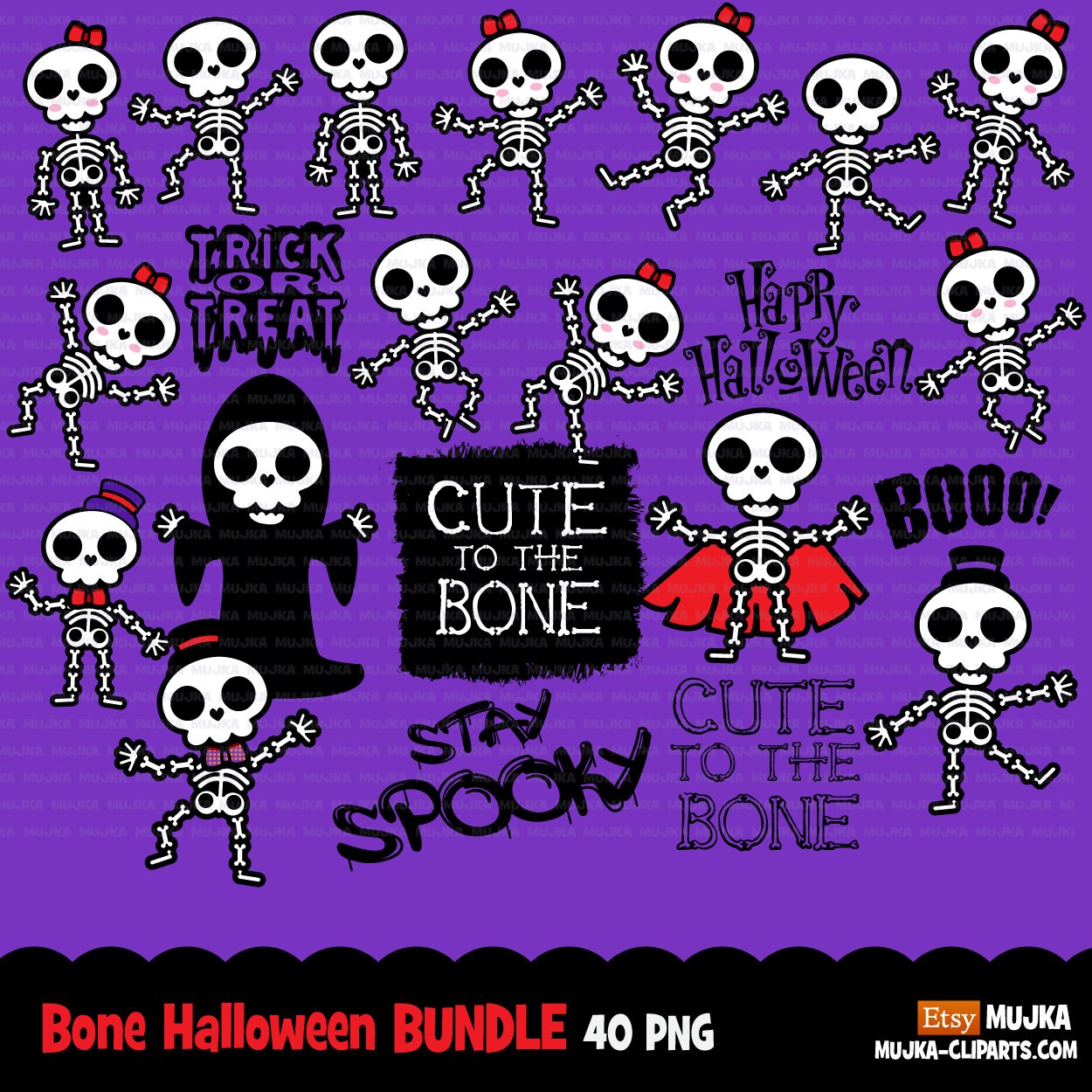 Paquete Skeleton Png, paquete de Halloween, diseños de sublimación de la familia de calaveras de azúcar, descarga digital, imágenes prediseñadas de Halloween, truco o trato png, boo