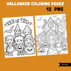 Halloween Coloring Pages, Printable  digital coloring book for kids, instant download PNG black and white, Halloween Png, outline art for boys and girls