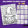 Páginas para colorear de Halloween, Libro para colorear digital imprimible para niños, descarga instantánea PNG en blanco y negro, Png de Halloween, arte de esquema para niños y niñas