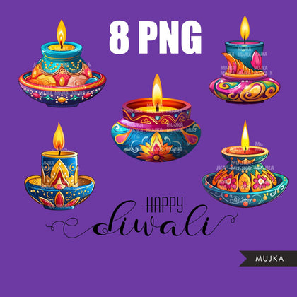 Diwali png, Diwali poster decorations, Diwali clipart, printables, cute candle holders clipart, sublimation party printables, Diwali designs