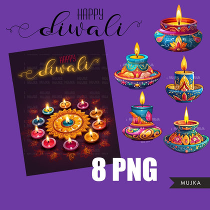 Diwali png, Diwali poster decorations, Diwali clipart, printables, cute candle holders clipart, sublimation party printables, Diwali designs