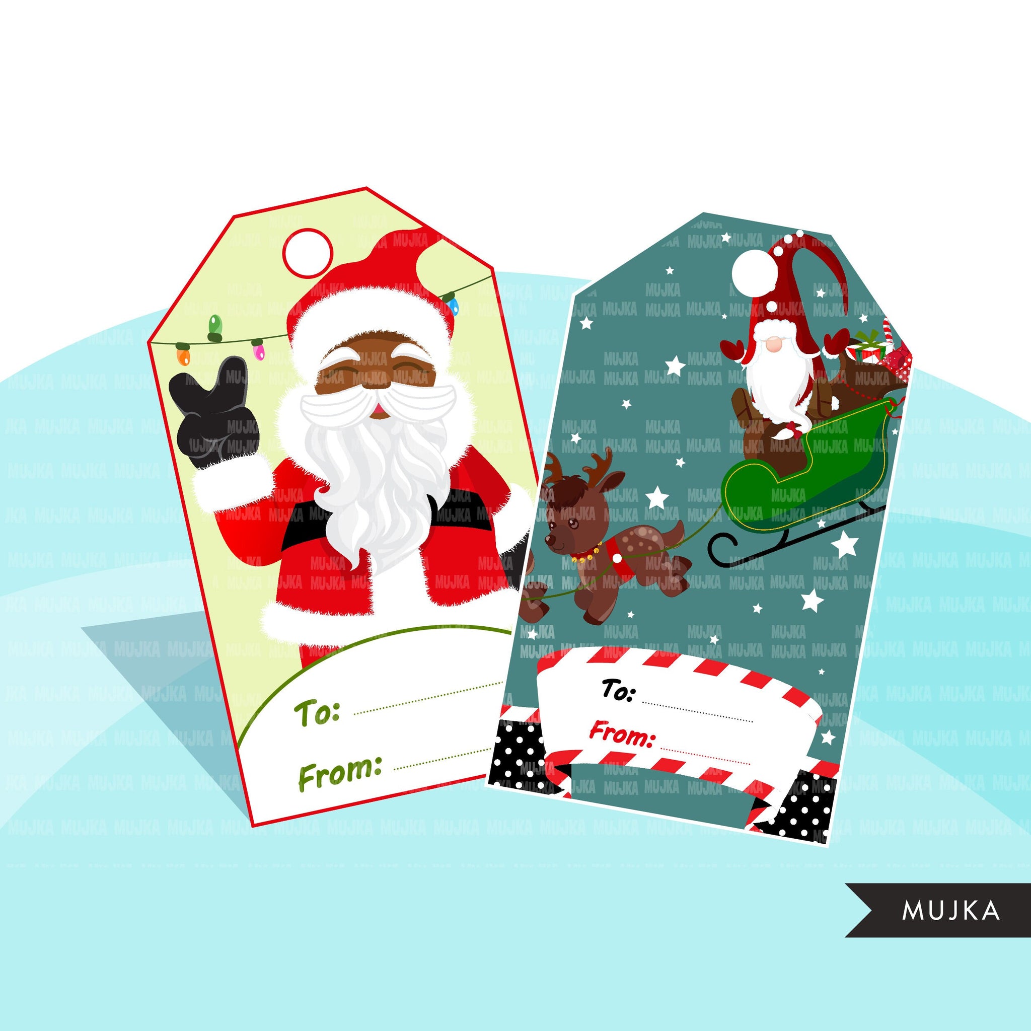Etiquetas navideñas, etiquetas de regalo de Navidad imprimibles, etiquetas de regalo digitales, pegatinas digitales de santa, pegatinas navideñas tradicionales, etiquetas navideñas png