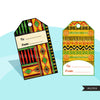 Kwanzaa tags, printable Kwanzaa holiday labels, digital PNG gift tags, Kwanzaa digital stickers, Cute African American gift tags, red black
