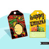 Etiquetas Kwanzaa, etiquetas navideñas Kwanzaa imprimibles, etiquetas de regalo PNG digitales, pegatinas digitales Kwanzaa, lindas etiquetas de regalo afroamericanas, negro rojo