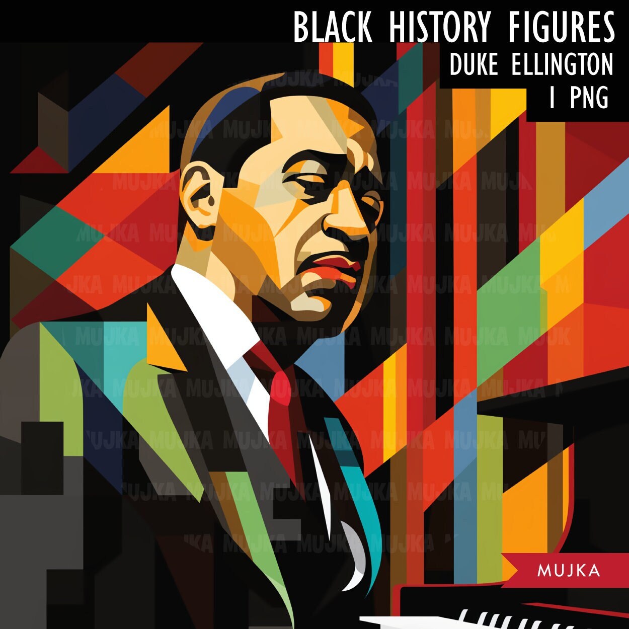Black History PNG, Duke Ellington poster, Black History Cards, printable Black History Art, Black History wall art, sublimation design