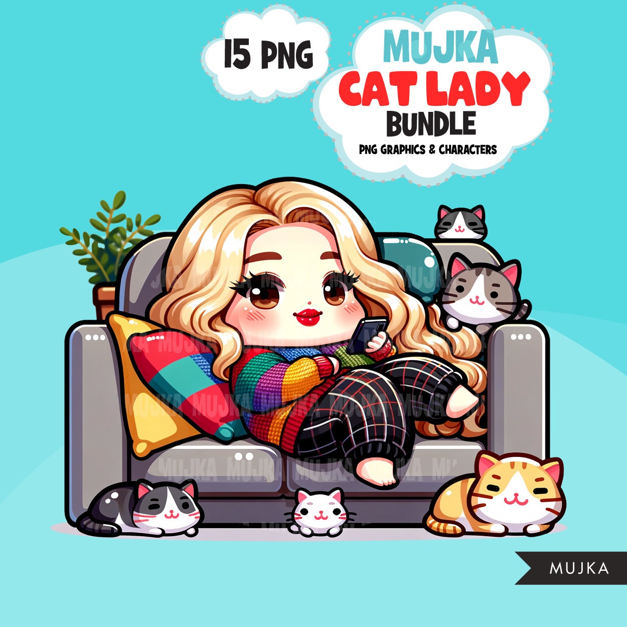 Cat Mom PNG Bundle, Cat Lady Clipart, Cute cat Sublimation designs, Ch –  MUJKA CLIPARTS