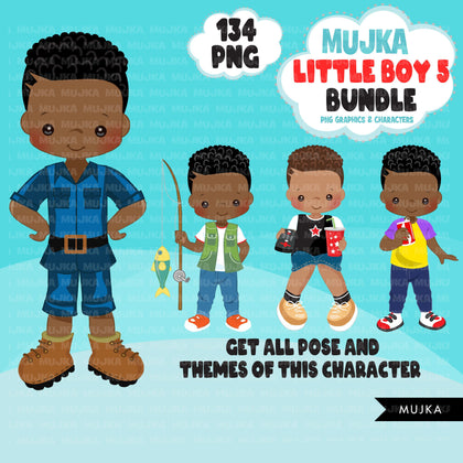 Black boy png Bundle, Black boy magic, black boy art, little boy digital sticker, cute black boy bundle, planner stickers, afro birthday boy